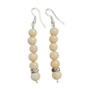 Elegant Cream Beaded Earrings